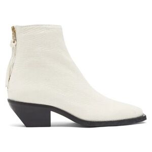 All saints Lenora snake embossed leather all white booties